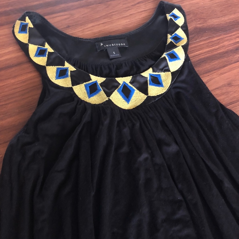 Forever 21 Black tank with embroidered neckline